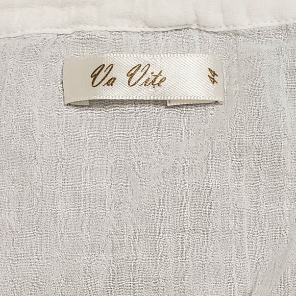 Va Vite Lindsey Tunic White Cotton Embroidered Top Sz 44 (16) Lightweight Sheer - Picture 8 of 14